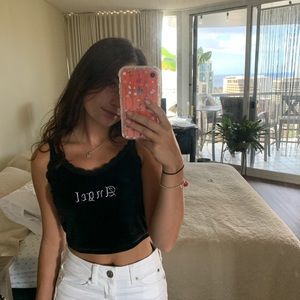 Velvet embroidered angel crop top 👼🏼🖤